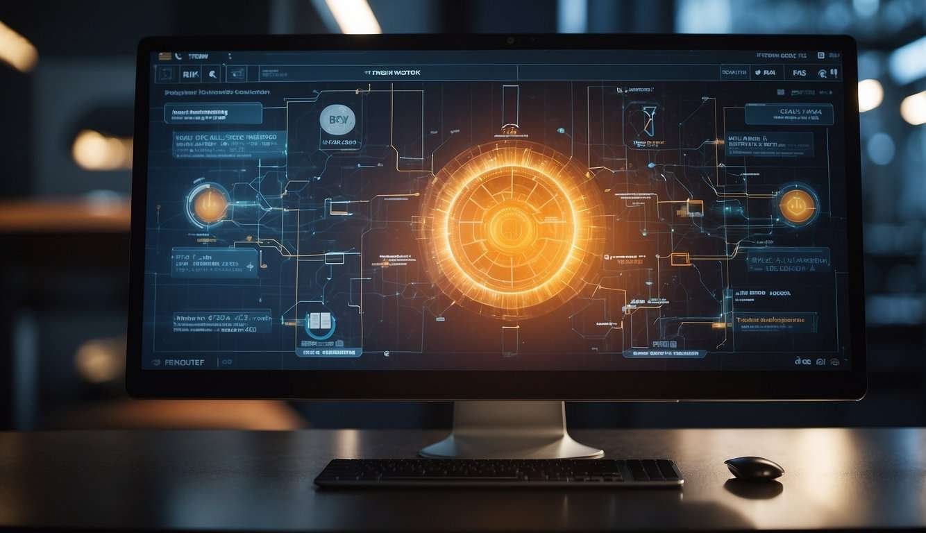 A computer screen displaying a firewall configuration interface with network troubleshooting steps open in a browser window
